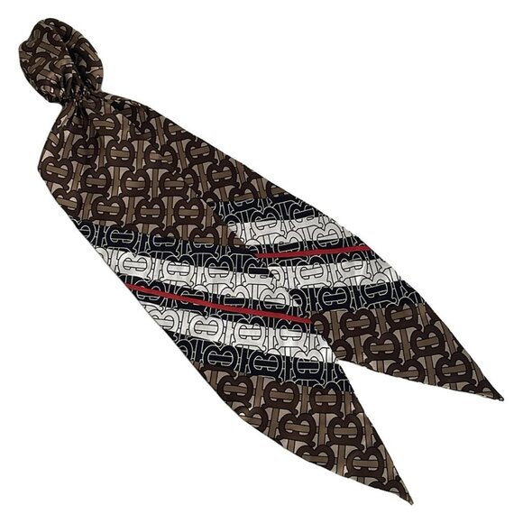 Auth BURBERRY LONDON ENGLAND - Beige Dark Brown Multi Silk Other Jewellery - Picture 8 of 8